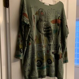 Green Graphic Women Sweater